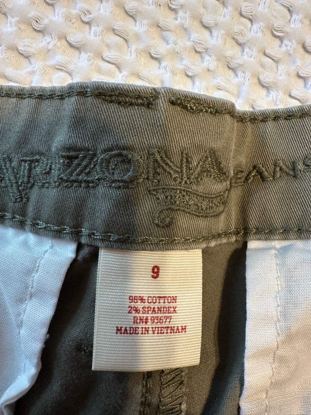 Arizona Women’s Casual Cotton Blend Olive Green Shorts - Picture 4 of 8
